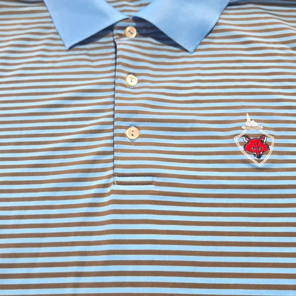 Peter Millar Summer Comfort Blue Striped Polo Shirt Size Large - Picture 2 of 7